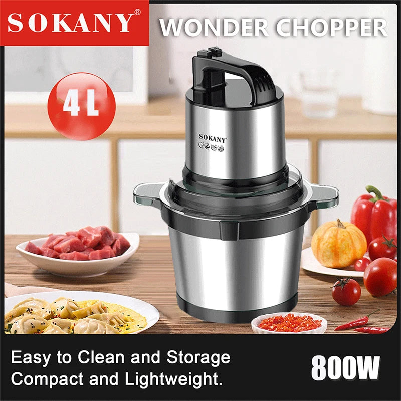 Food Processor 6.5L Electric Meat Grinders Stainless Steel Vegetable Slicer Chopper Crusher Kitchen Blenders Home Appliance