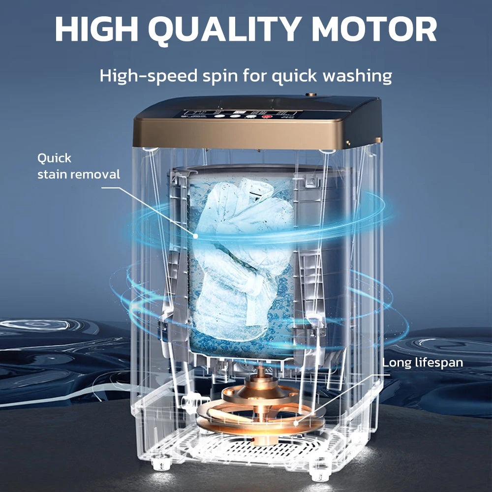 Full Automatic Washer Machine Portable Washing Machine Laundry Washer with 10 Wash Programs& LED Display& Built-in Drain Pump