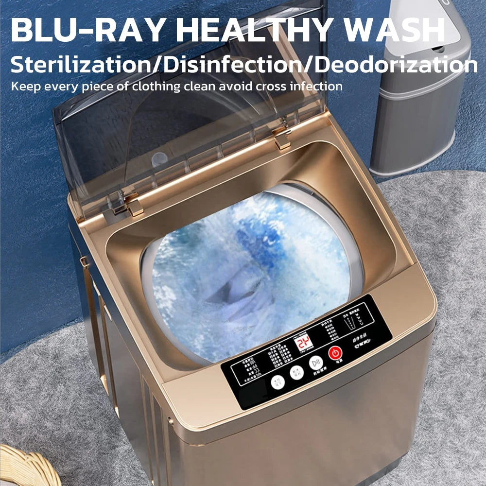 Full Automatic Washer Machine Portable Washing Machine Laundry Washer with 10 Wash Programs& LED Display& Built-in Drain Pump