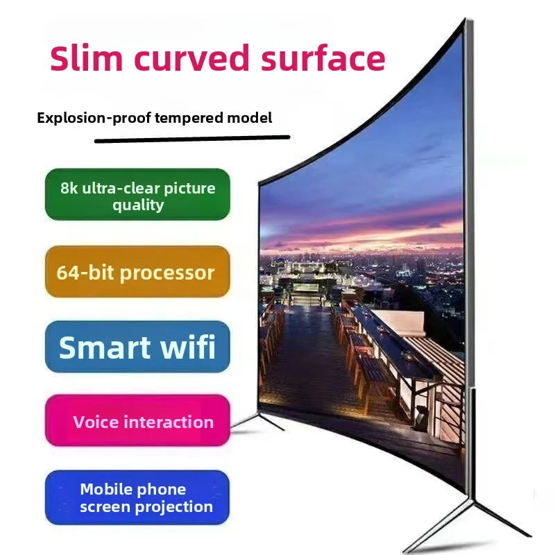 8K Curved 100 inch Intelligent Voice Internet Protocol Television Flat 50 70 85 inch Curved TV