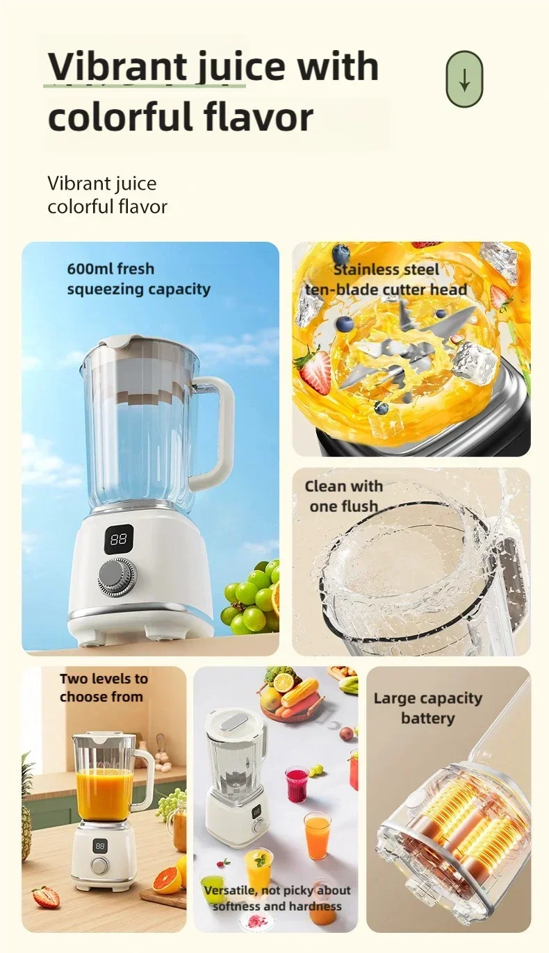 Multifunctional Household Blender Juicer with 10 Blades High Juice Yield Ice Crusher Juice Extractor Kitchen Tool