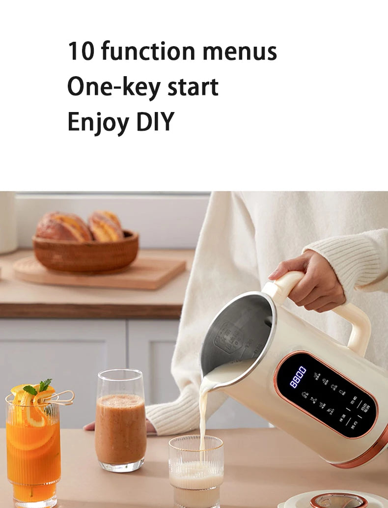 1500ML Soy Milk Machine Electric Juicer Blender Mixer Nut Milky Maker Wall Breaking Machine 10-leaf Blade Breakfast Machine