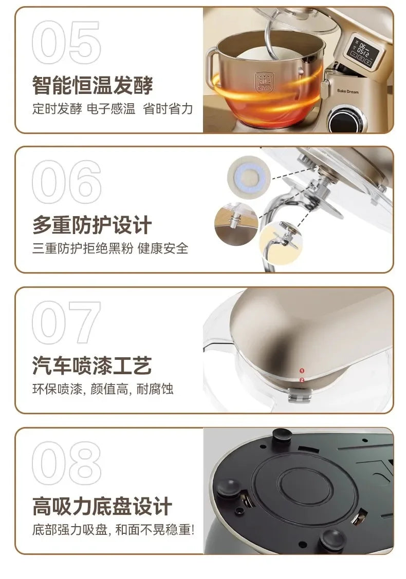 Large Capacity Fully Automatic Chef Machine: Ideal for Commercial and Household Use, Perfect for Egg Beating and Dough Kneading
