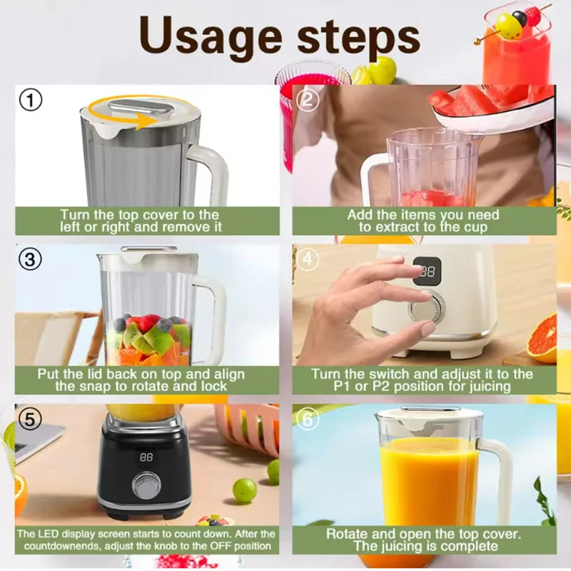 Multifunctional Household Blender Juicer with 10 Blades High Juice Yield Ice Crusher Juice Extractor Kitchen Tool