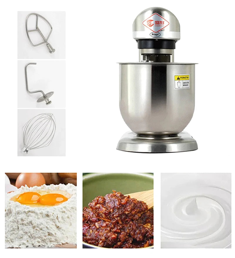 5/7/10LElectric Stand Mixer Planetary Food Mixer Kitchen Flour Dough Mixer StainlessSteel Multifunctional Kneading Flour Filling