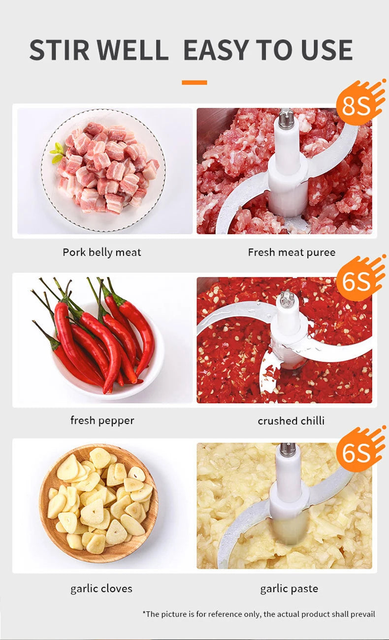 Food Processor 6.5L Electric Meat Grinders Stainless Steel Vegetable Slicer Chopper Crusher Kitchen Blenders Home Appliance