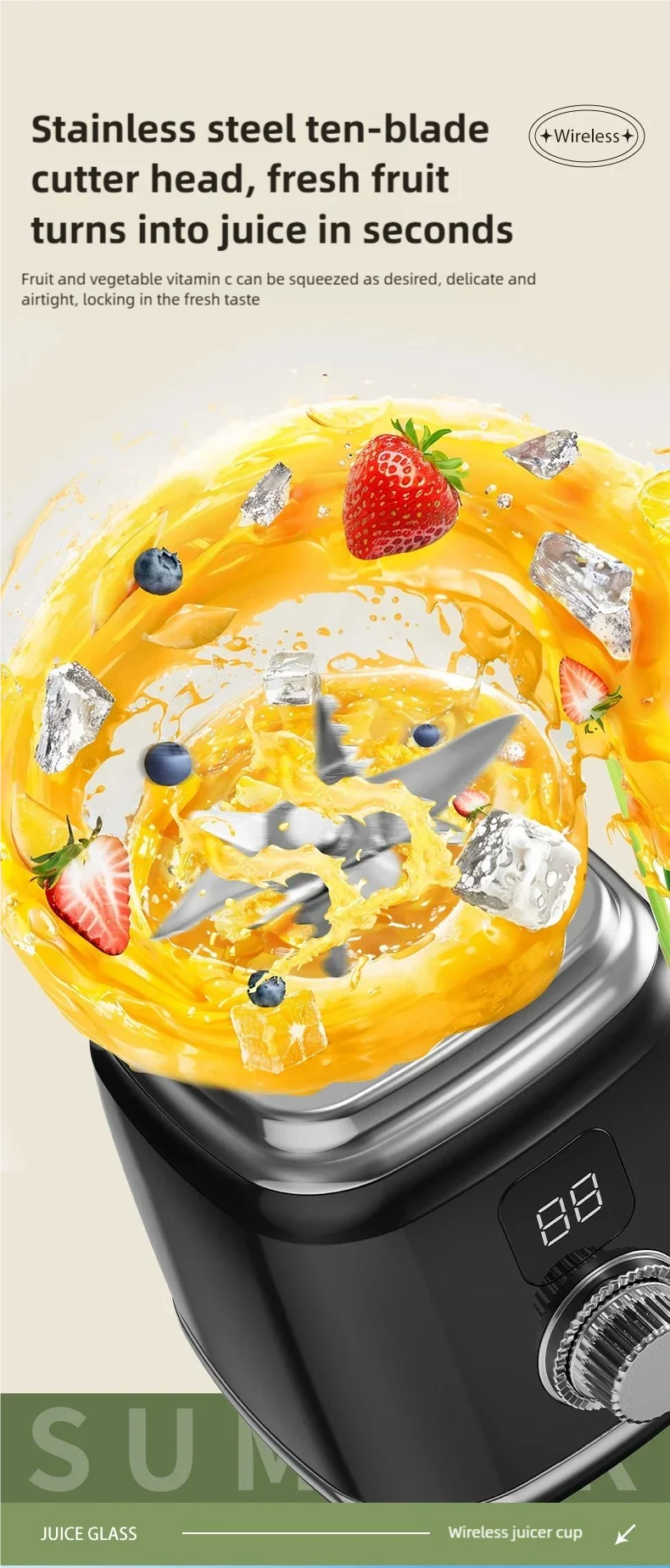 Multifunctional Household Blender Juicer with 10 Blades High Juice Yield Ice Crusher Juice Extractor Kitchen Tool