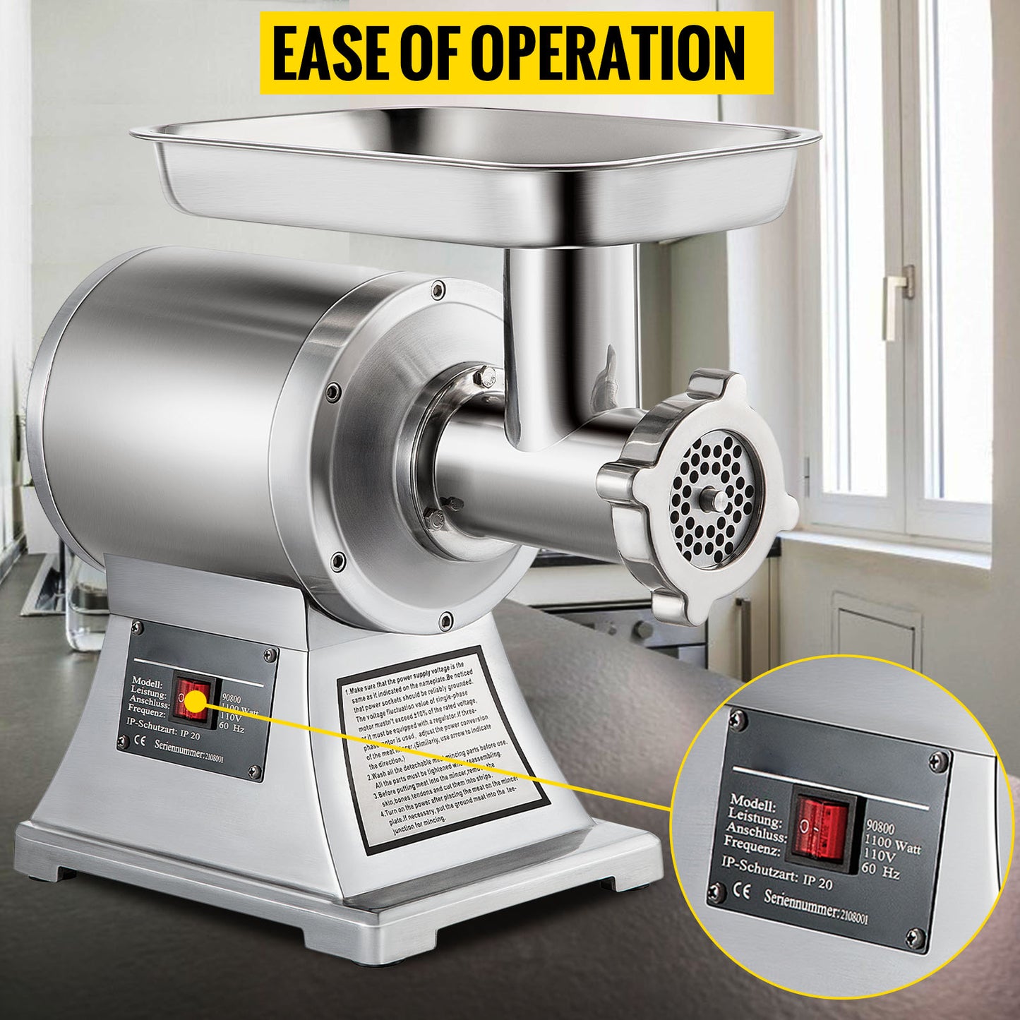 SucceBuy 122 Kg/H 250 KG/H Electric Meat Mincer Chopper Heavy Duty Food Processors Kitchen Appliances Commercial Grinder Machine