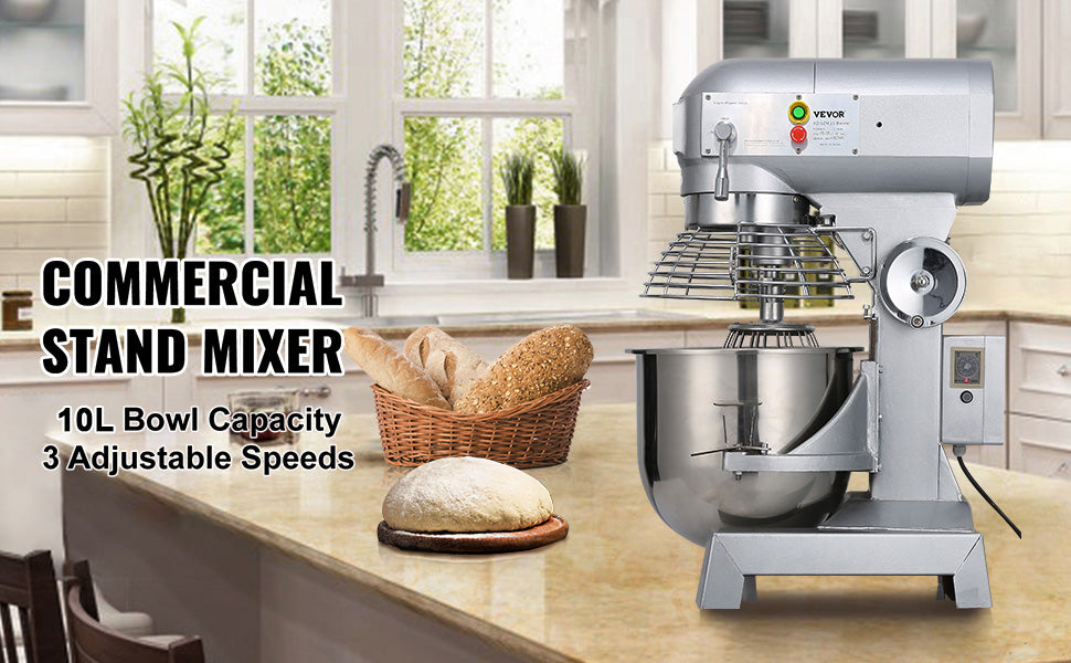 SucceBuy 10- 30L Electric Dough Machine Stainless Steel Commercial Cream Egg Whisk Mixer Processor Kitchen Food Stand Blender