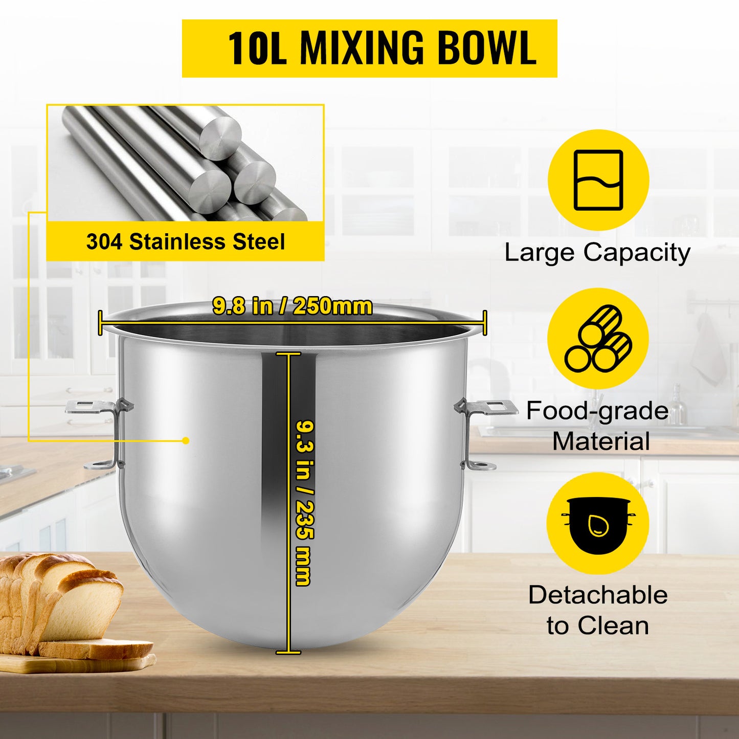 SucceBuy 10- 30L Electric Dough Machine Stainless Steel Commercial Cream Egg Whisk Mixer Processor Kitchen Food Stand Blender