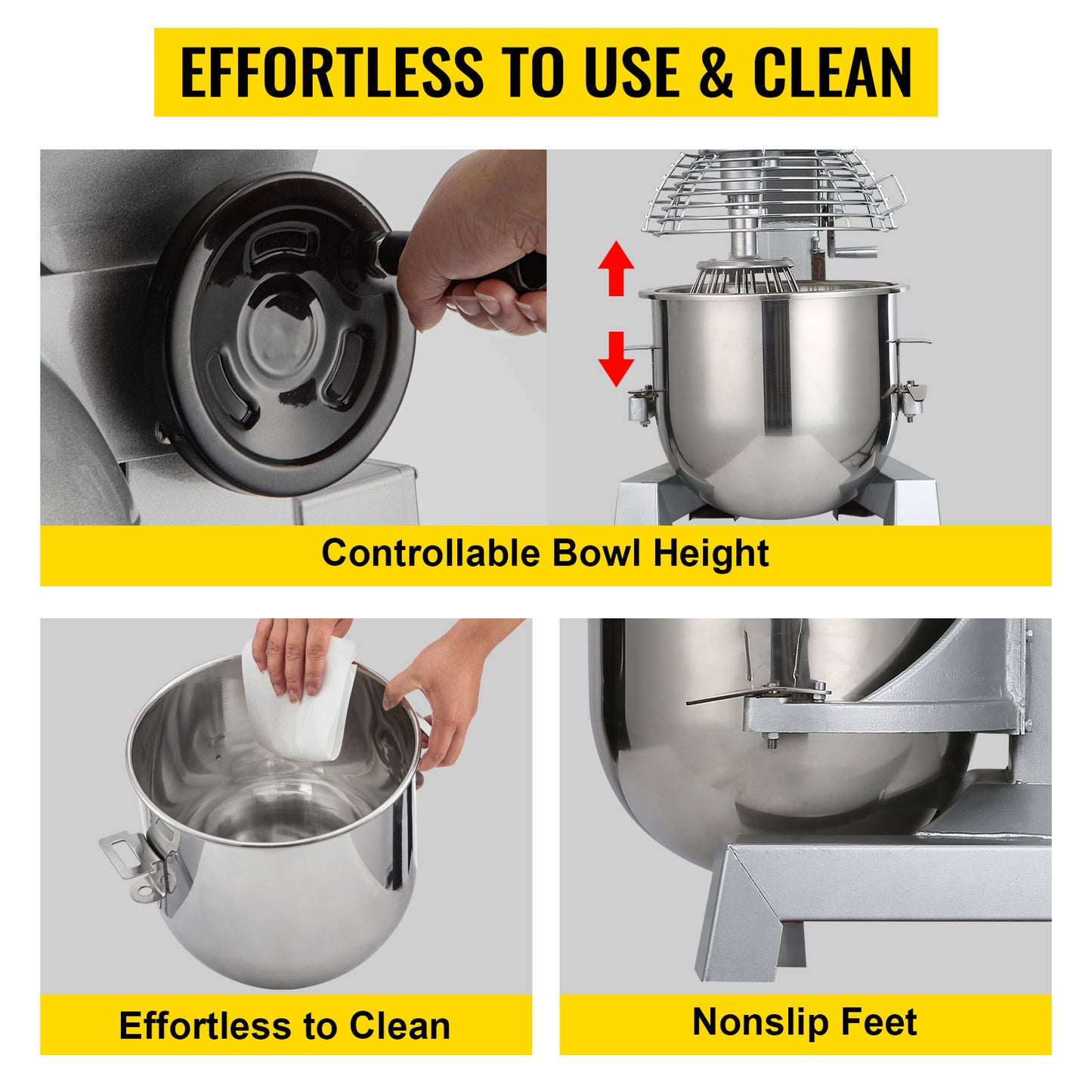 SucceBuy 10- 30L Electric Dough Machine Stainless Steel Commercial Cream Egg Whisk Mixer Processor Kitchen Food Stand Blender