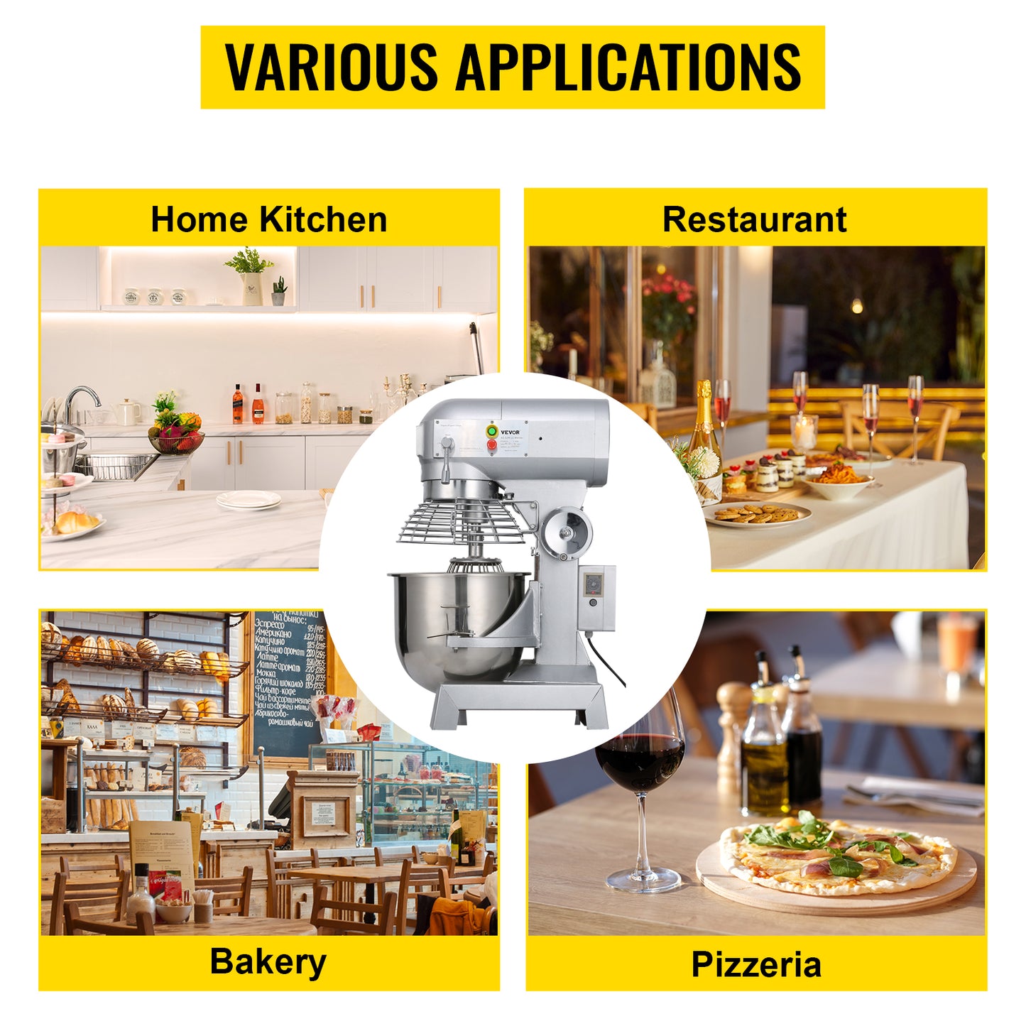 SucceBuy 10- 30L Electric Dough Machine Stainless Steel Commercial Cream Egg Whisk Mixer Processor Kitchen Food Stand Blender