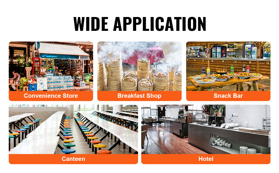 SucceBuy Commercial Food Warmer Display Food Steamer Bun Warmer Machine Temperature Control Stainless Steel Steamed Buns Warmer