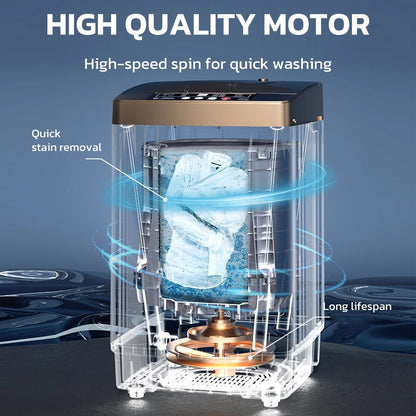 Full Automatic Washer Machine Portable Washing Machine Laundry Washer with 10 Wash Programs& LED Display& Built-in Drain Pump