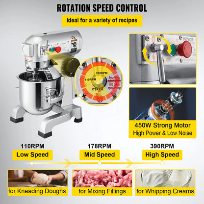 SucceBuy 10- 30L Electric Dough Machine Stainless Steel Commercial Cream Egg Whisk Mixer Processor Kitchen Food Stand Blender